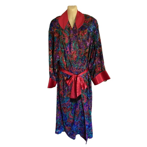 Victoria's Secret GOLD LABEL Vintage Full Length Belted Robe Floral M/L - Picture 3 of 8